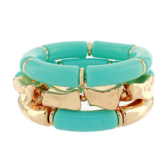 3 Row Organic & Curved Cylinder Bracelet - Picture 3 of 3